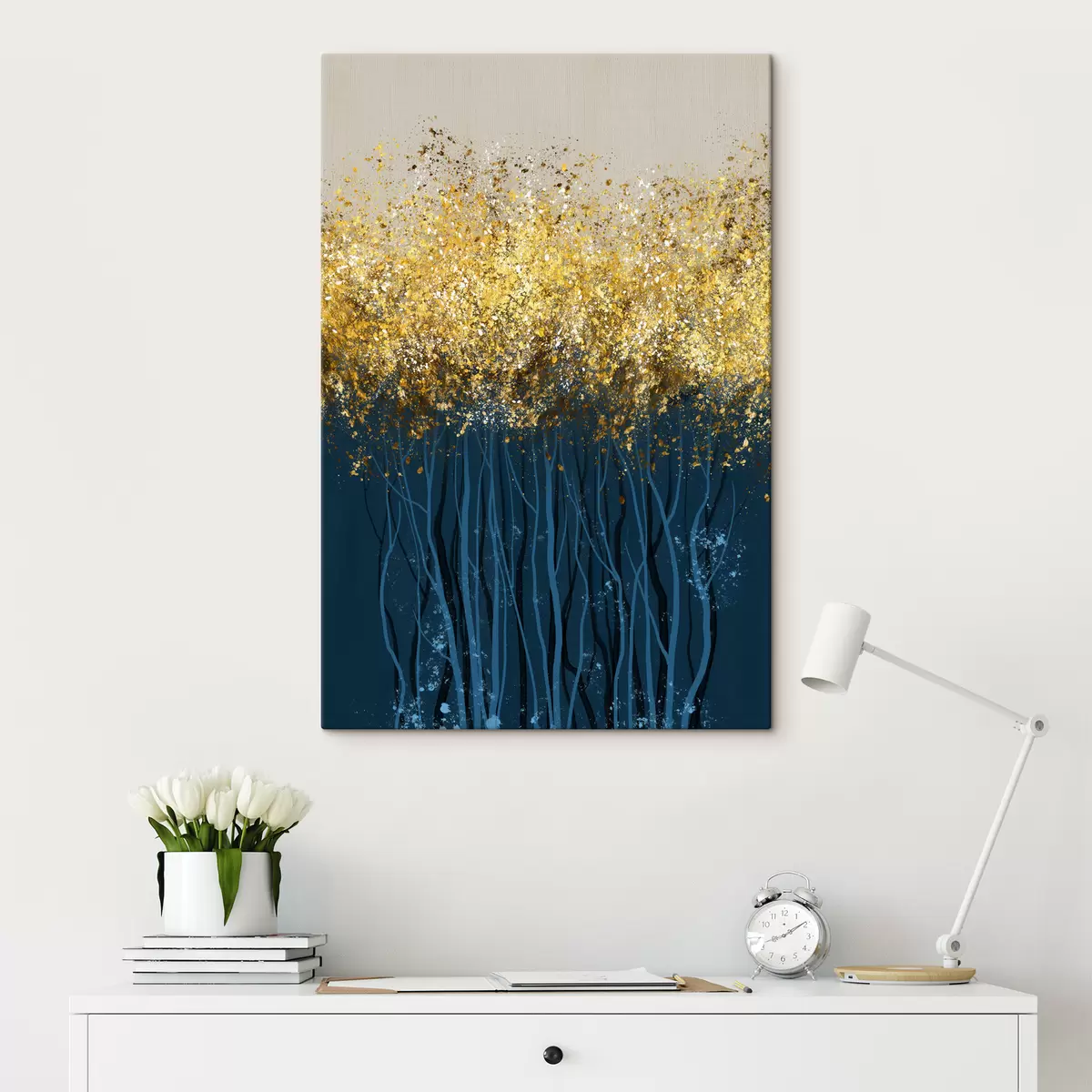 murales de pared árboles con hojas doradas s01893