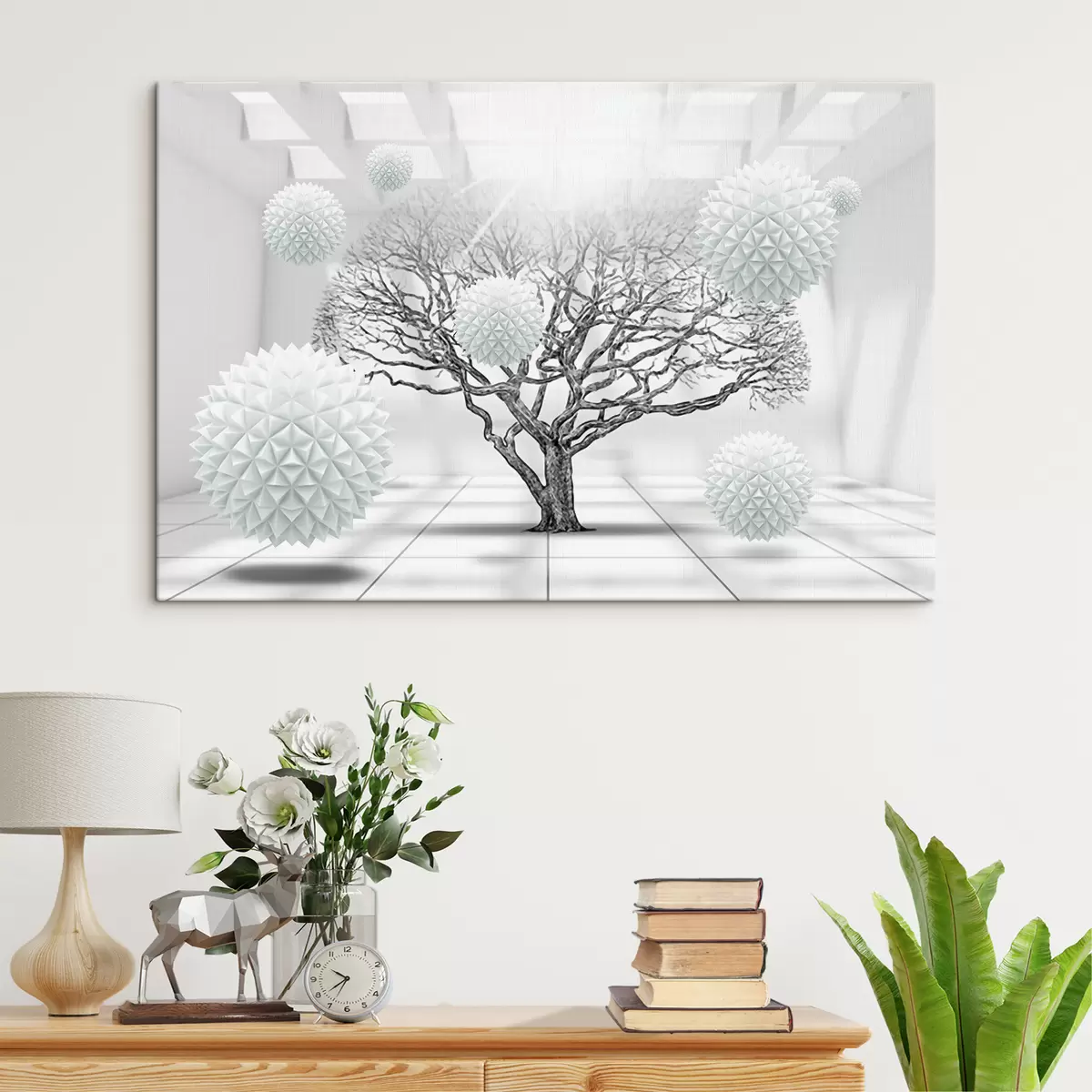 murales de pared Blanco, planta e árbol s02828