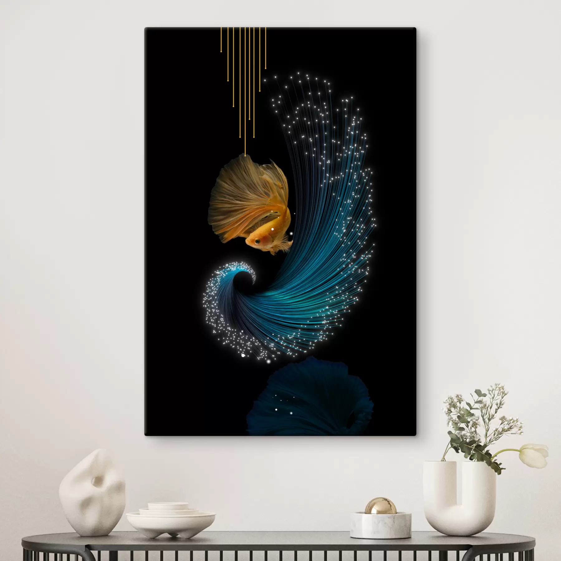 murales de pared Goldfish en espacio abstracto s02874