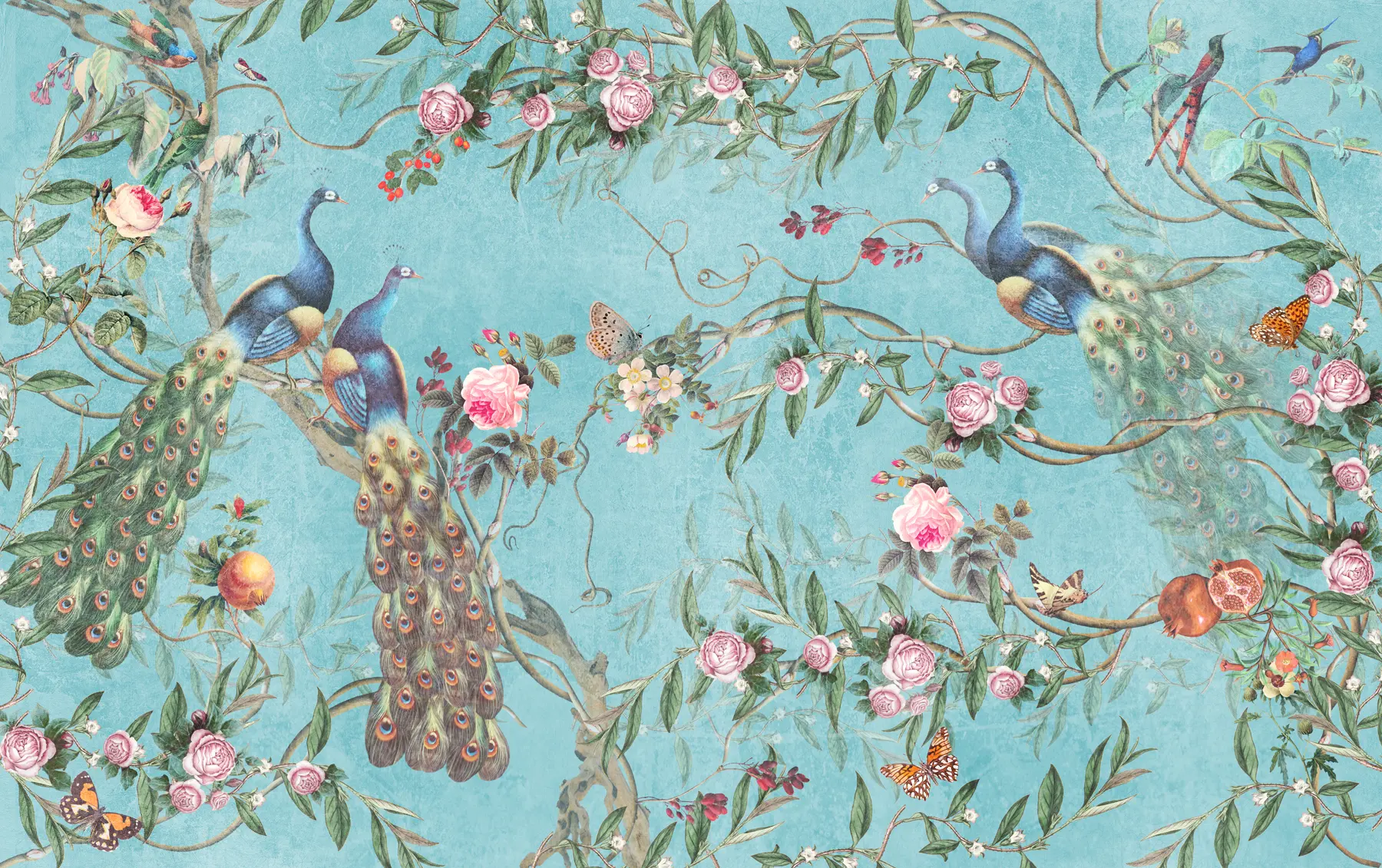 murales de pared Ave, flor y vertebrado u12428