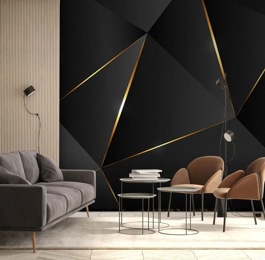 murales de pared triángulos 3D con líneas u73616