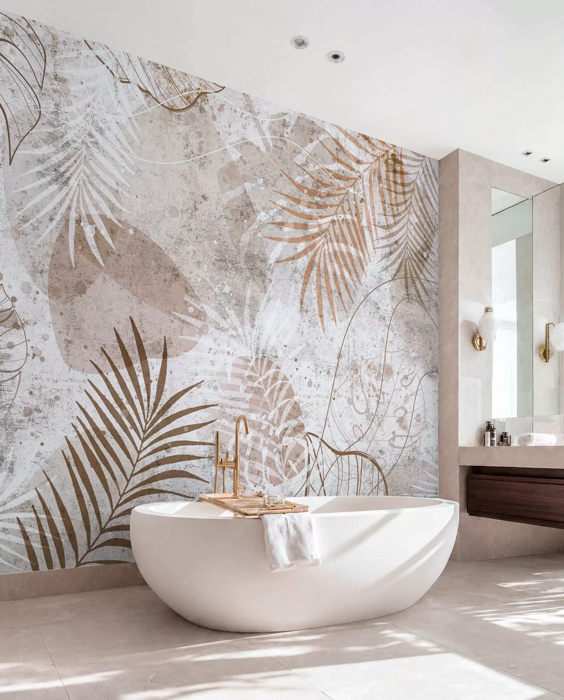 murales de pared Hojas tropicales grabadas u73584