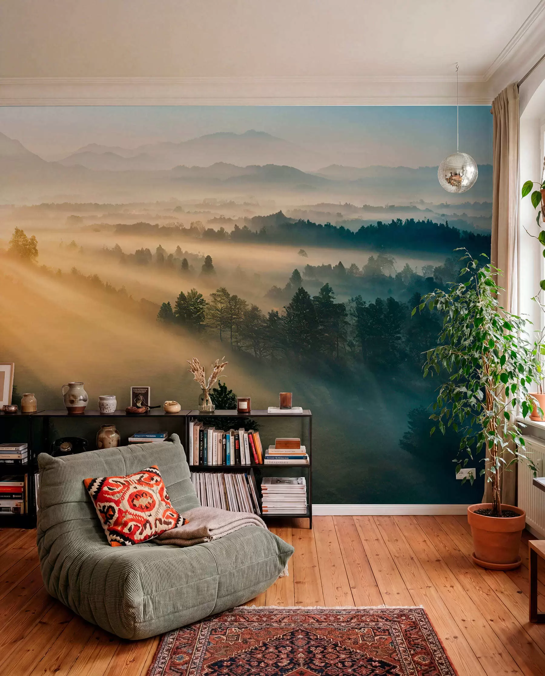 murales de pared Rayos de sol sobre pinos u73864