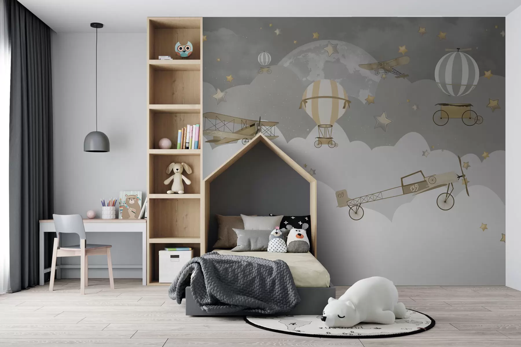murales de pared Aviones y globos para niños u73883