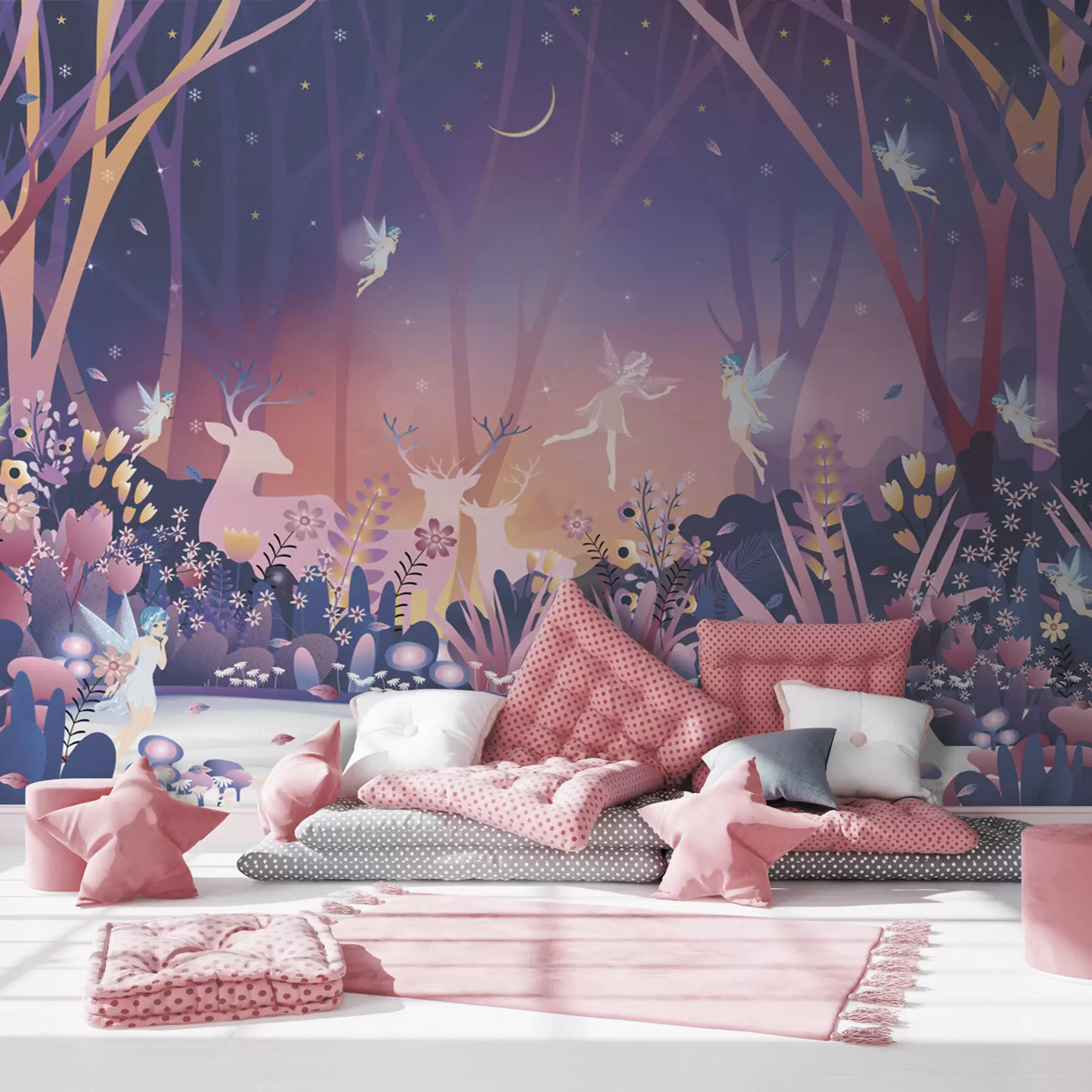murales de pared Baile nocturno en el bosque de hadas u73899