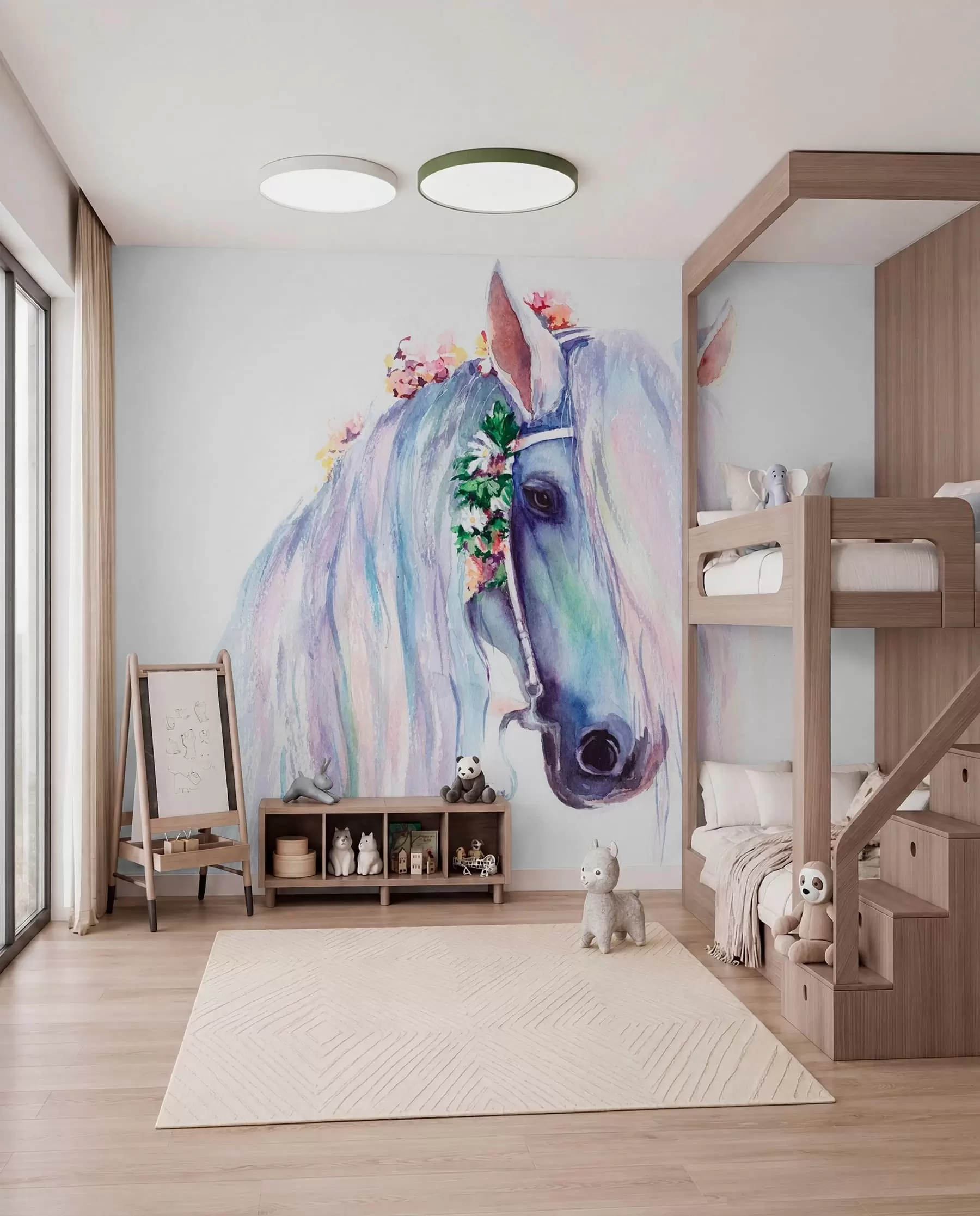 murales de pared Caballo de crin pastel u93591