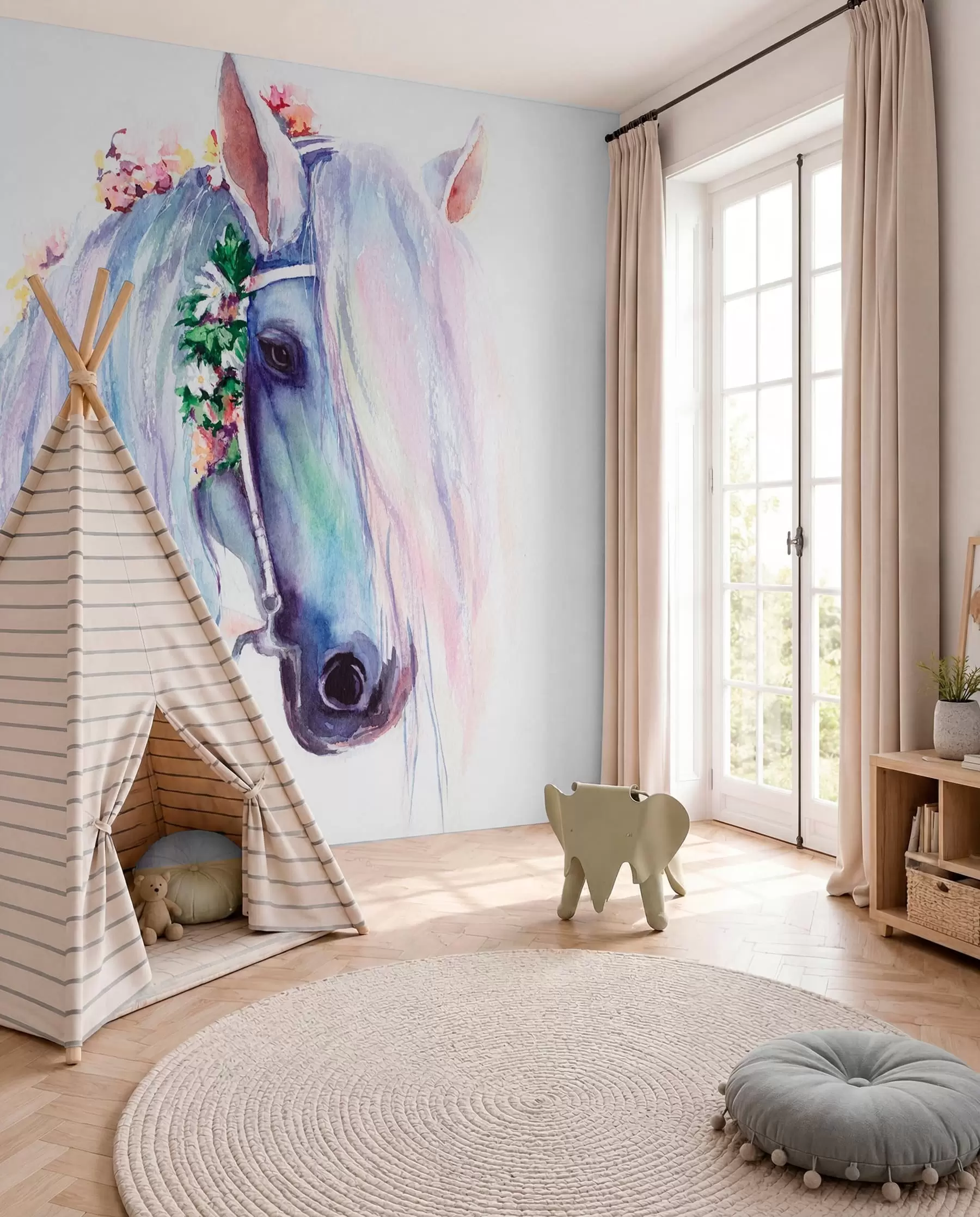murales de pared Caballo de crin pastel u93591