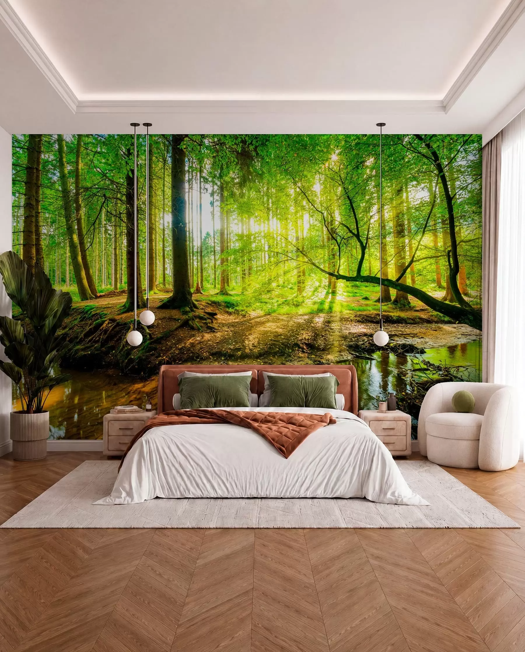 murales de pared Arroyo del bosque al sol u93621