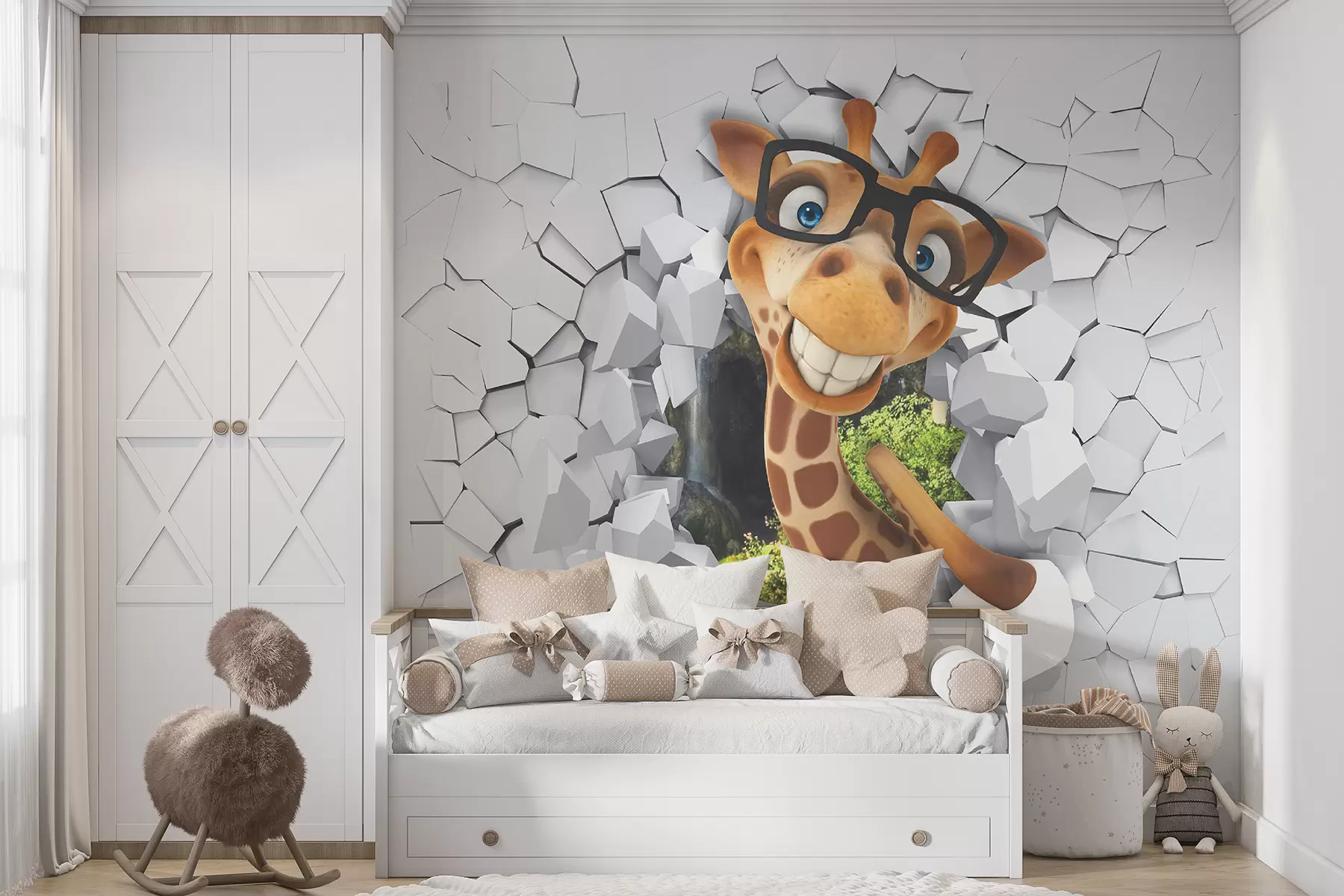 murales de pared jirafa 3D u93624