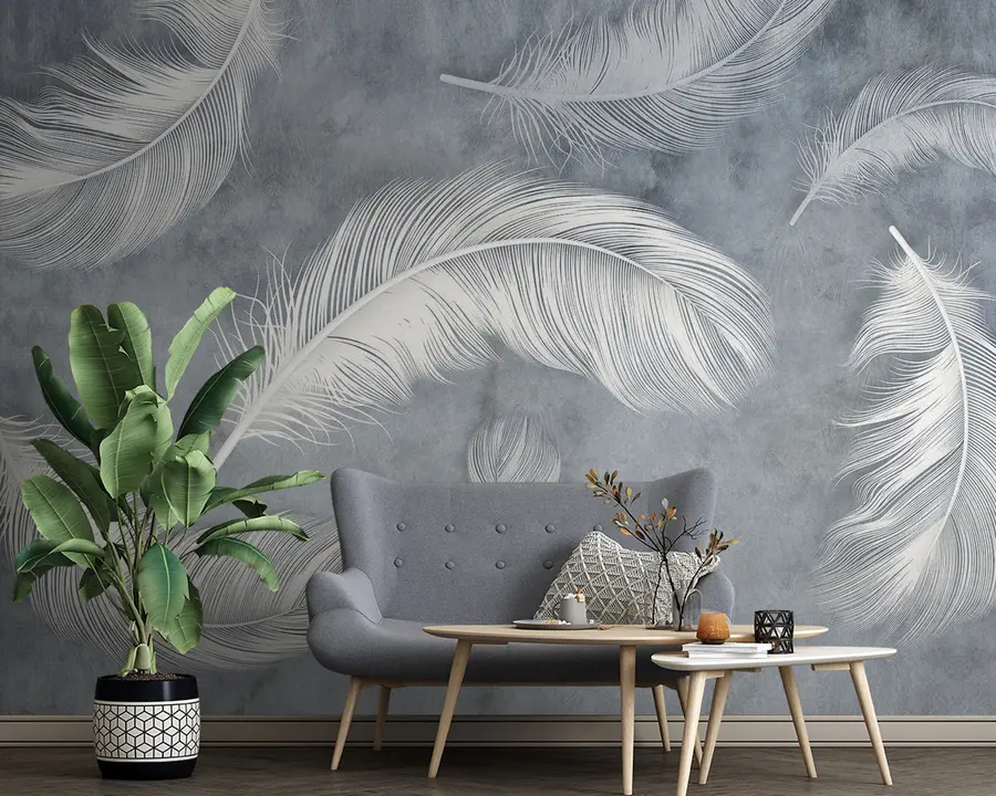 murales de pared Organismo, ramita y pluma u93395