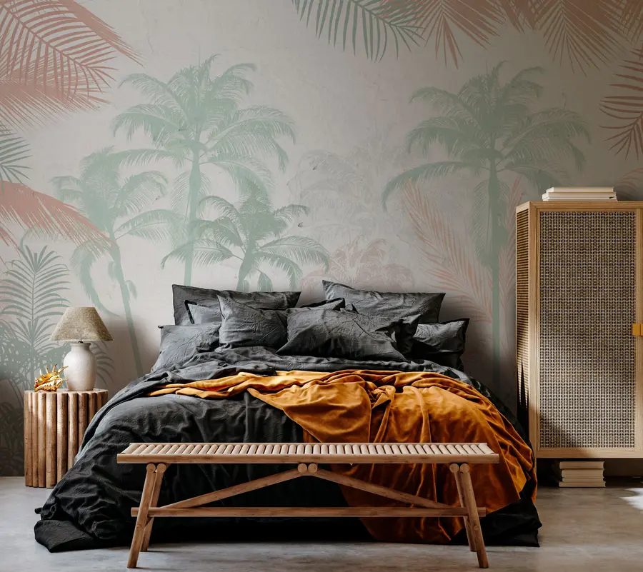 murales de pared Vista tropical brillante de la palmera u73970