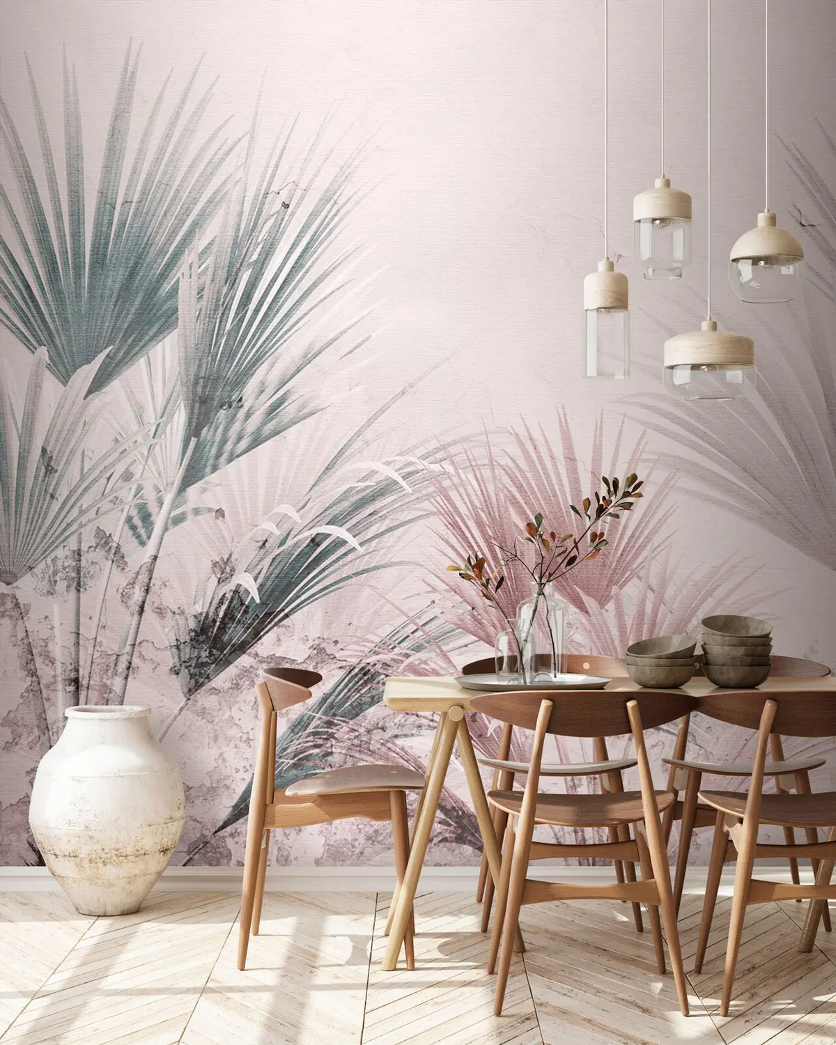 murales de pared Ramas y hojas tropicales 3D u73980