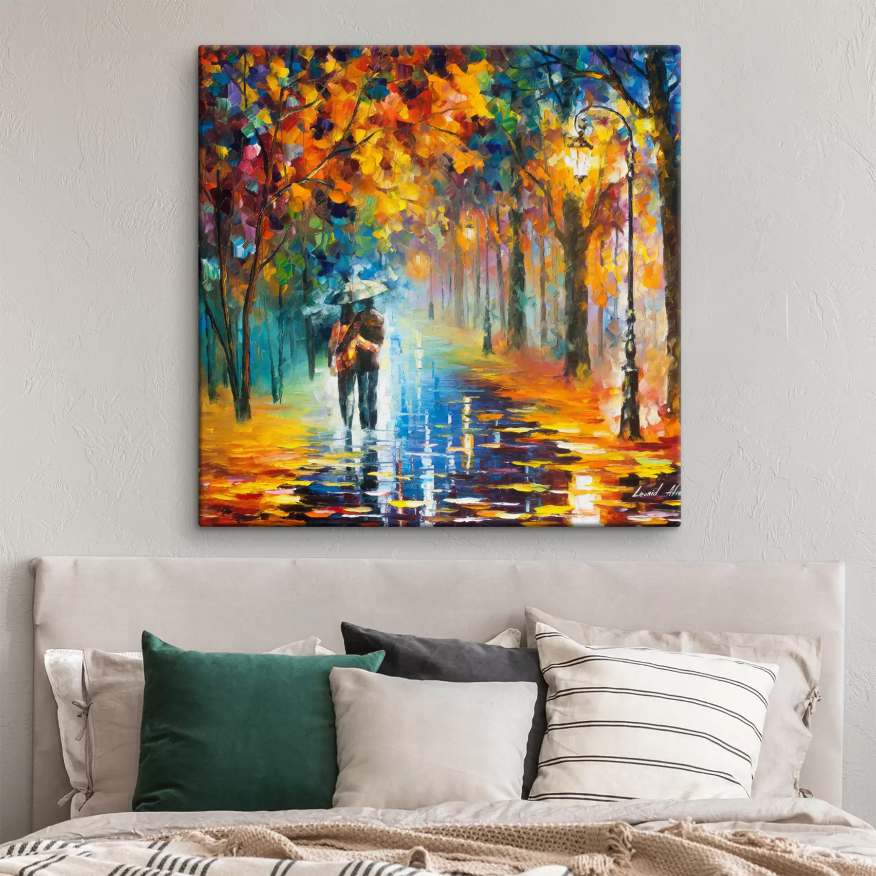 murales de pared Couple under an umbrella, autumn s15186