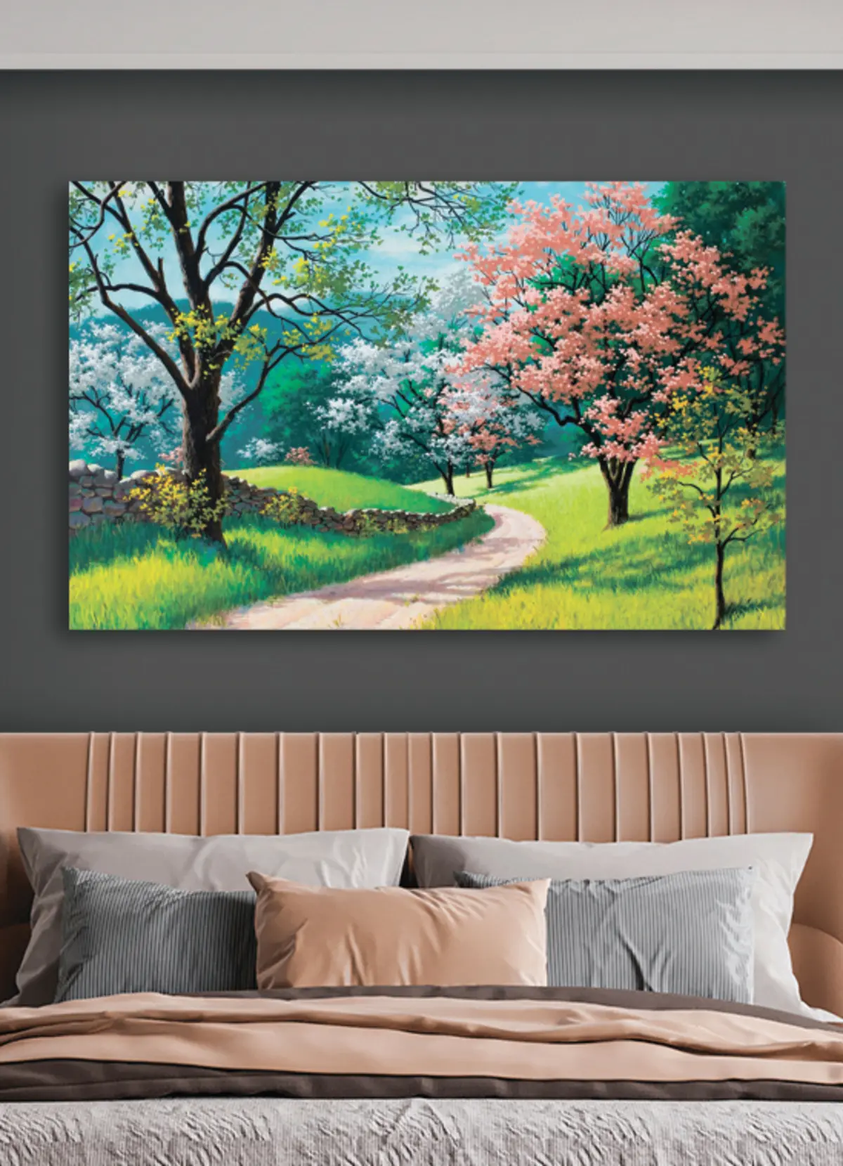 murales de pared Flowering fruit trees, village path s15350