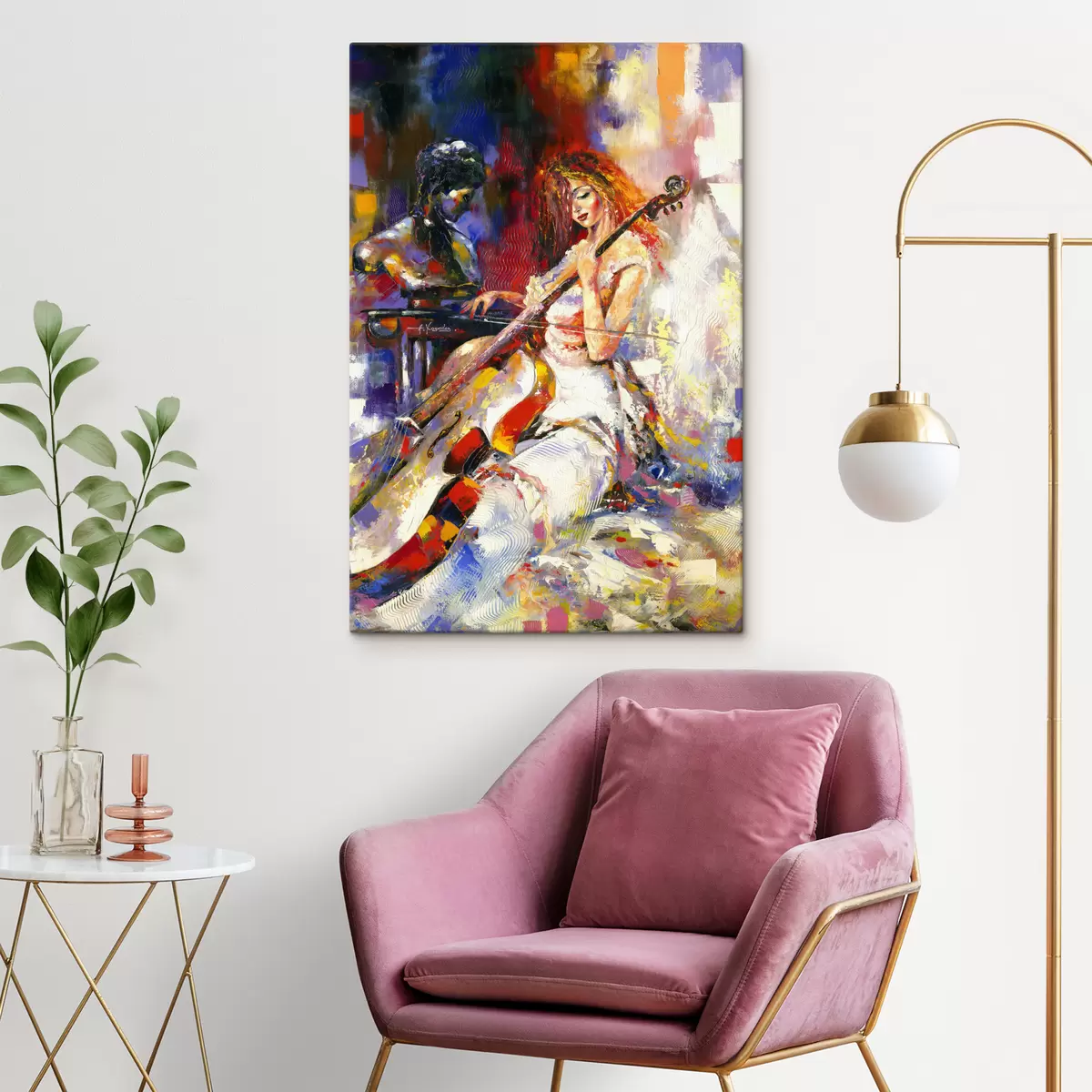 murales de pared Pintura, pintura artística e instrumento musical. s16795