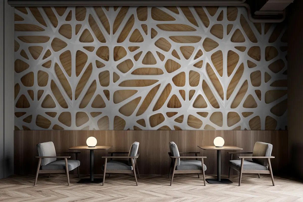 murales de pared Motivo blanco sobre fondo beige u93676