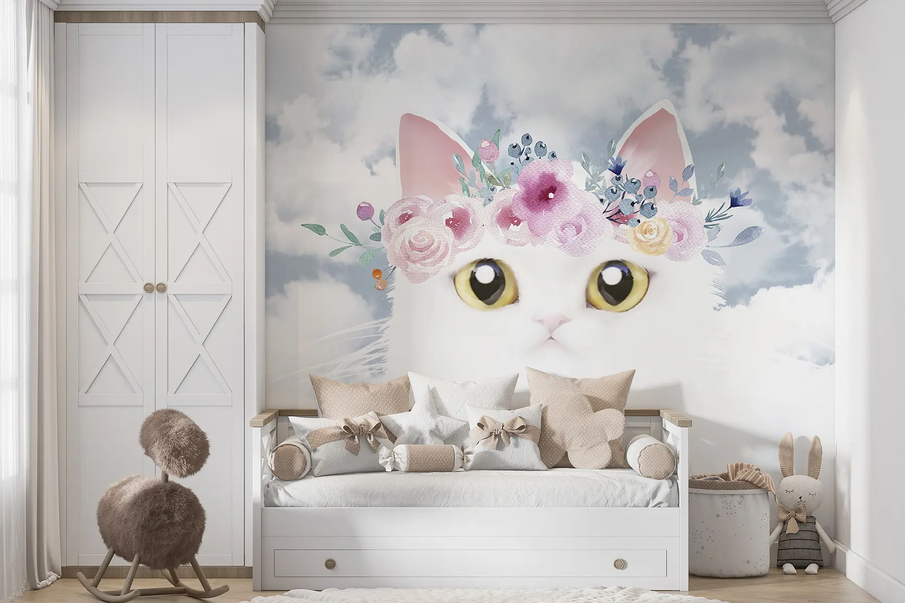 murales de pared Gato, nube y felidae u09390
