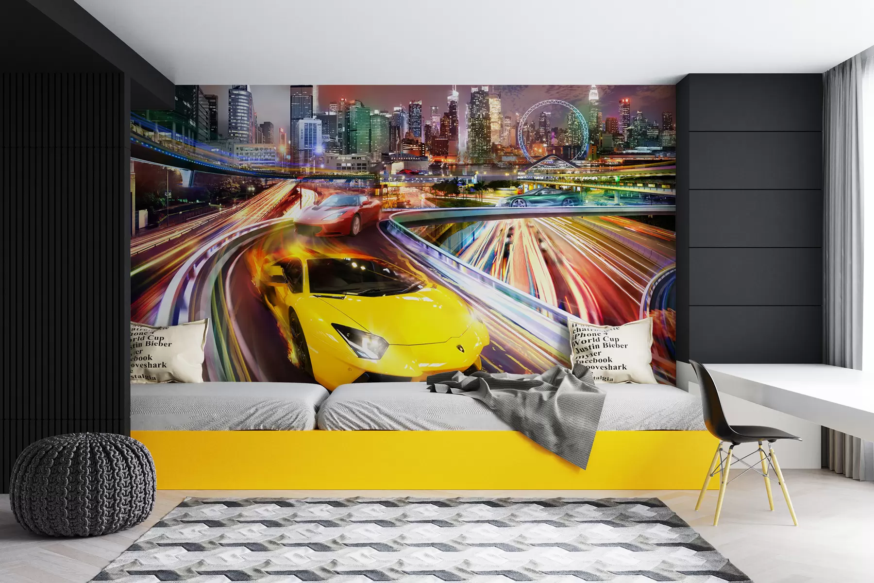 murales de pared Neumático, edificio y cielo. u64341