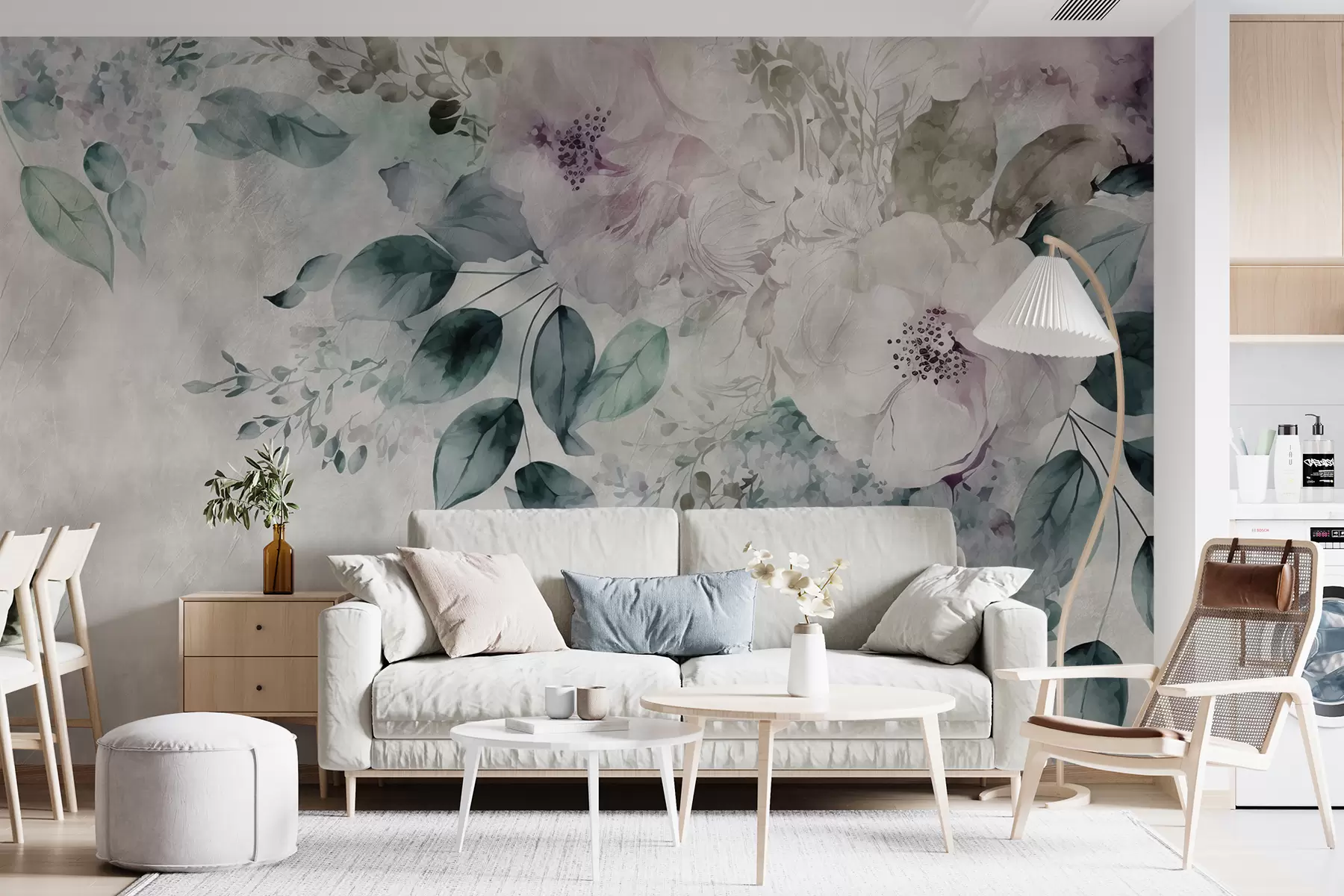 murales de pared Delicadas flores de acuarela u93940