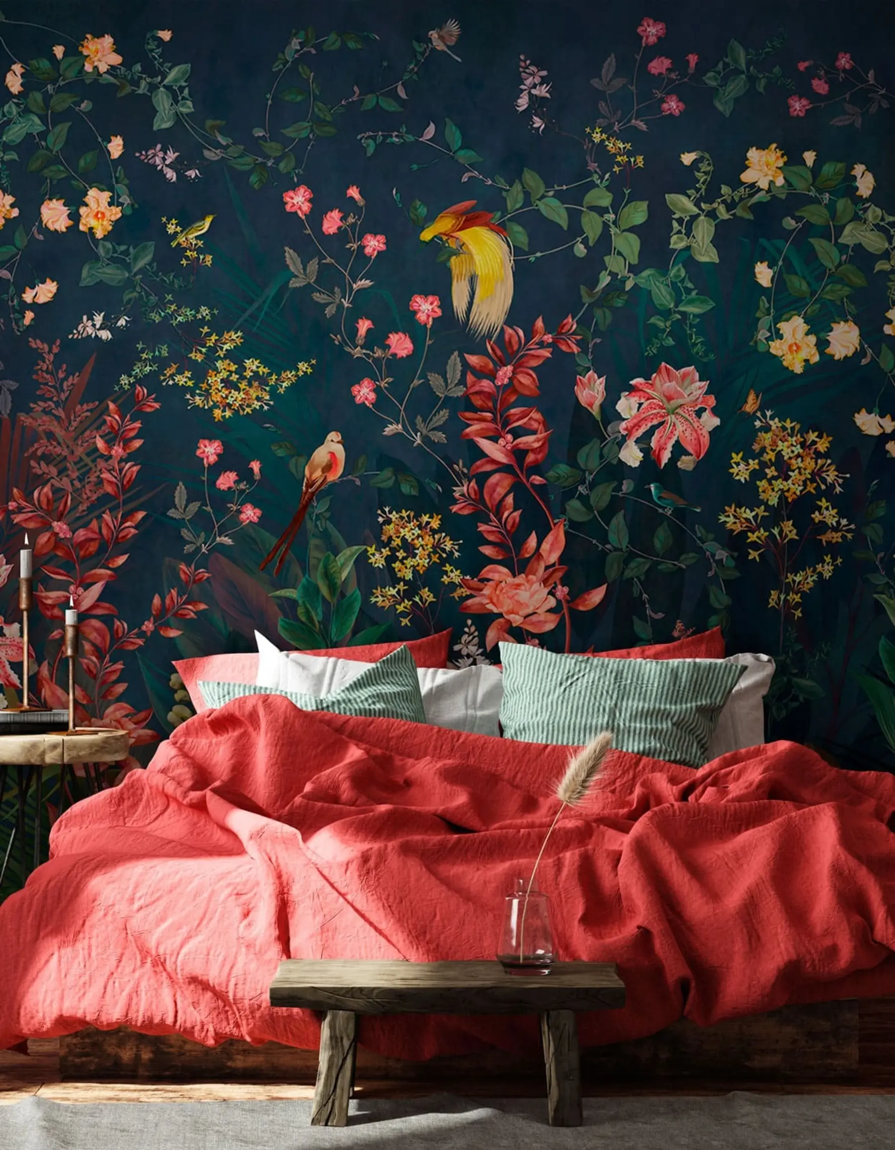 murales de pared Ramas y pájaros brillantes en estilo chinoiserie. u74744