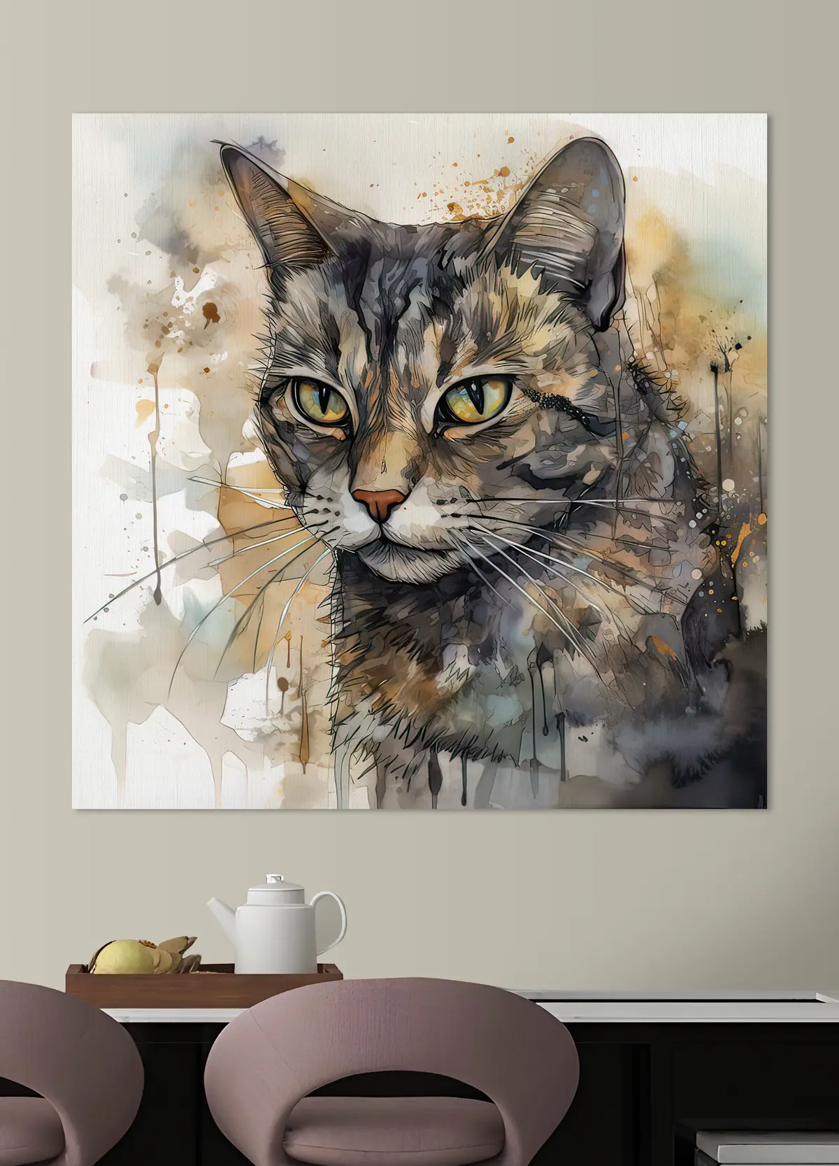 murales de pared Gato, félidos y pintura s32299