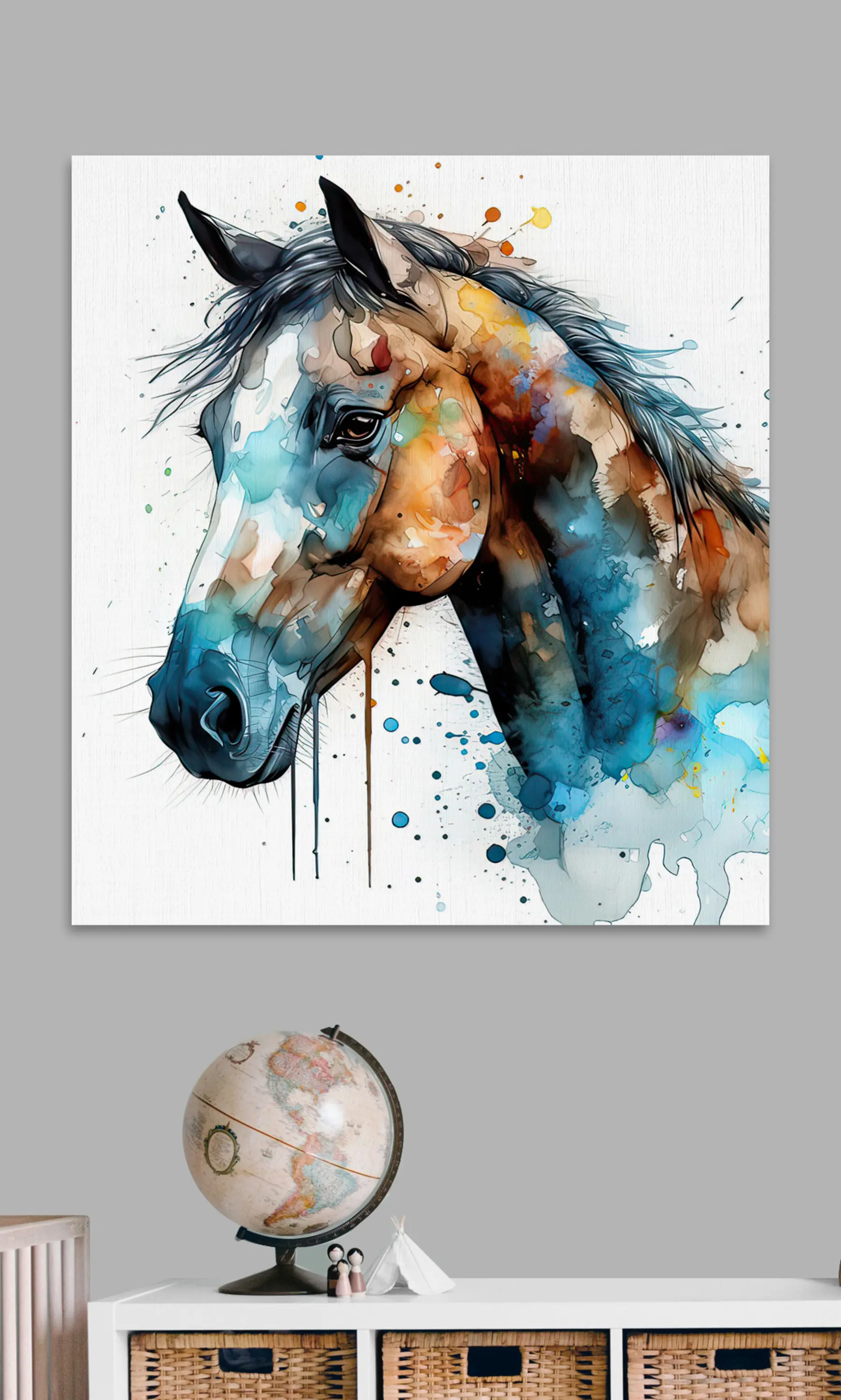 murales de pared Caballo, pintura artística y organismo s32323