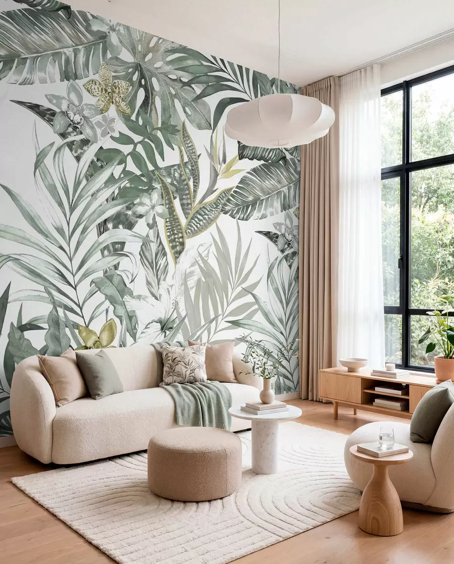murales de pared Aves en un tejido vegetal u94199