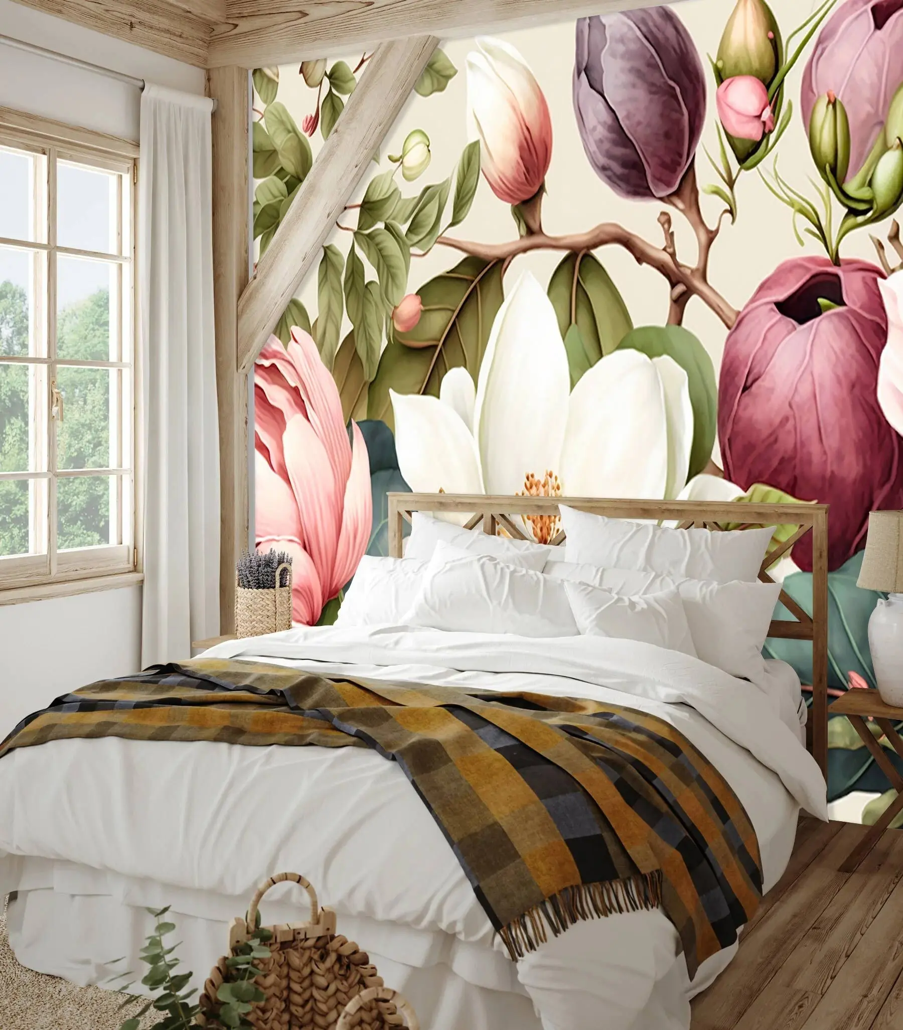 murales de pared pincel ligero de flores de acuarela u70654