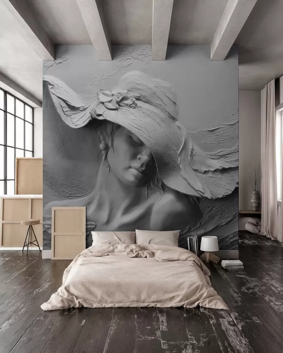 murales de pared Dama con sombrero esculpido u62592