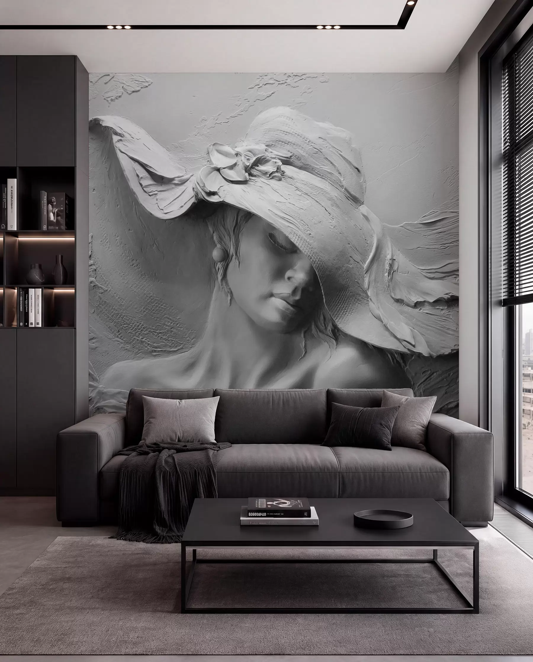murales de pared Dama con sombrero esculpido u62592
