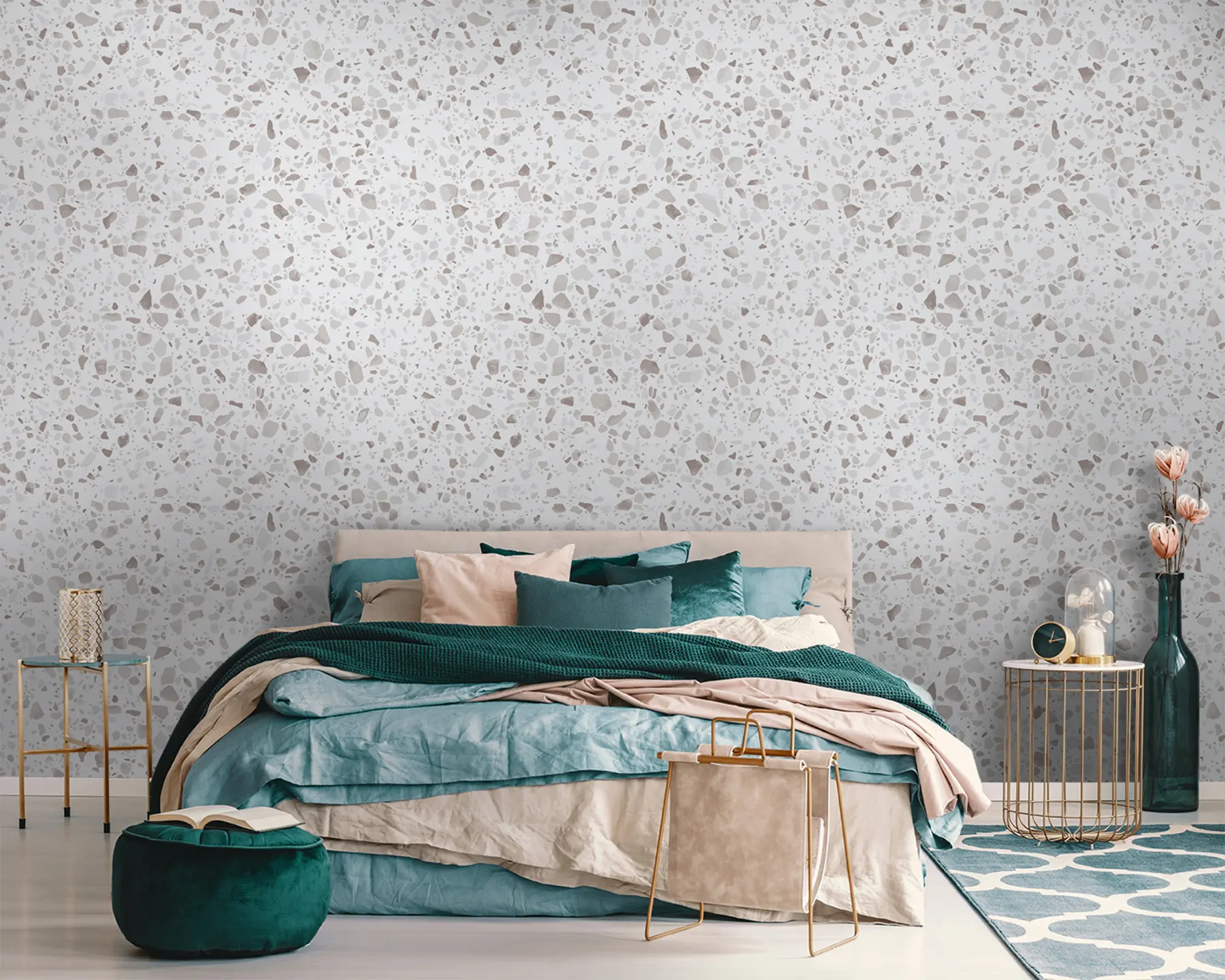 murales de pared Baldosas de terrazo, mosaico con piedras naturales, granito, mármol, cuarzo, hormigón u94304