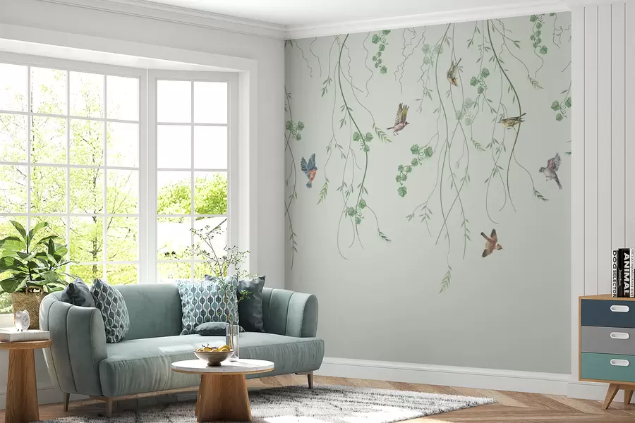 murales de pared Ramas con pájaros, Chinoiserie u94493