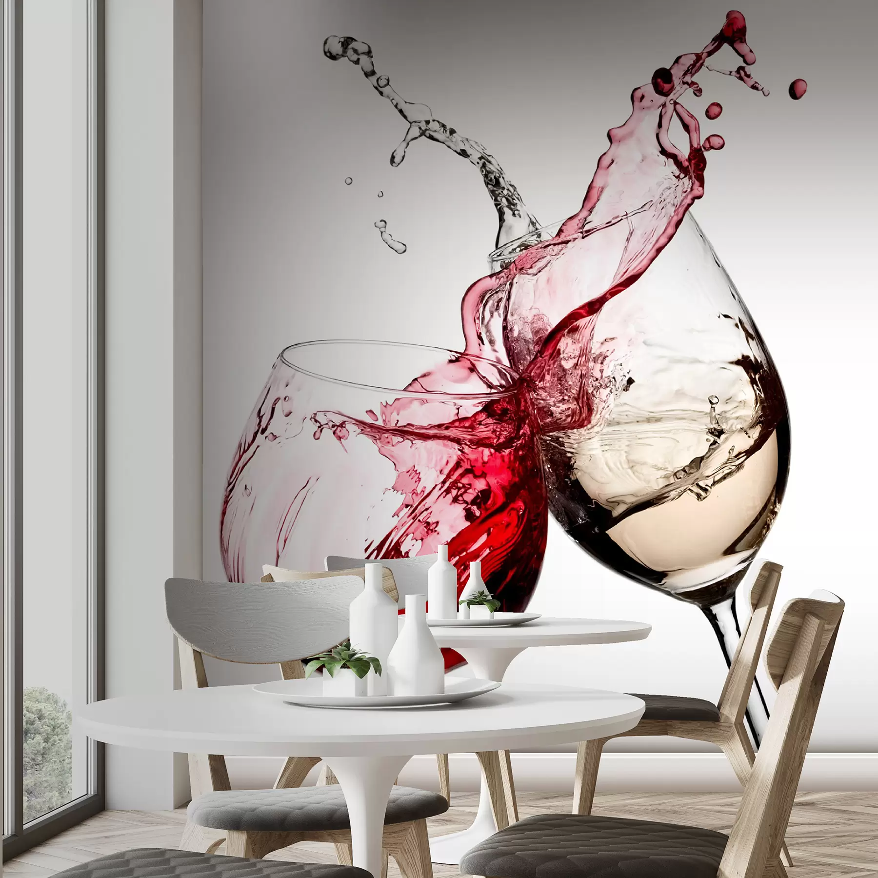 murales de pared Vino blanco y tinto en copas u75563