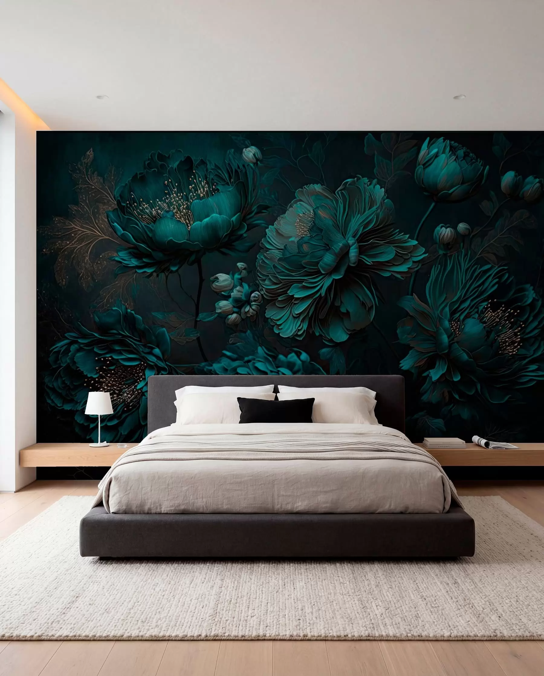 murales de pared Peonías verde esmeralda u75411