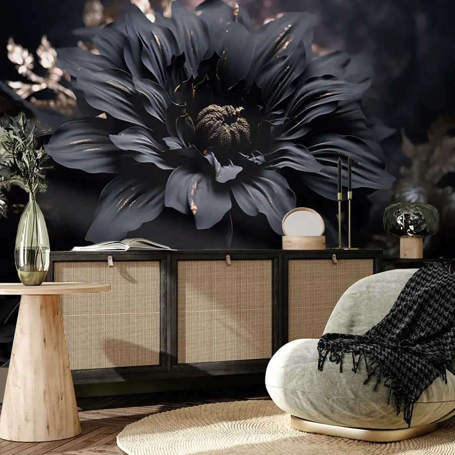 murales de pared Flor negra con polvo u95247