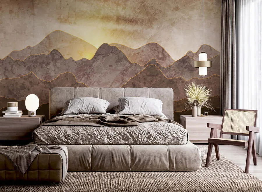 murales de pared Paisaje con picos de montaña u94314