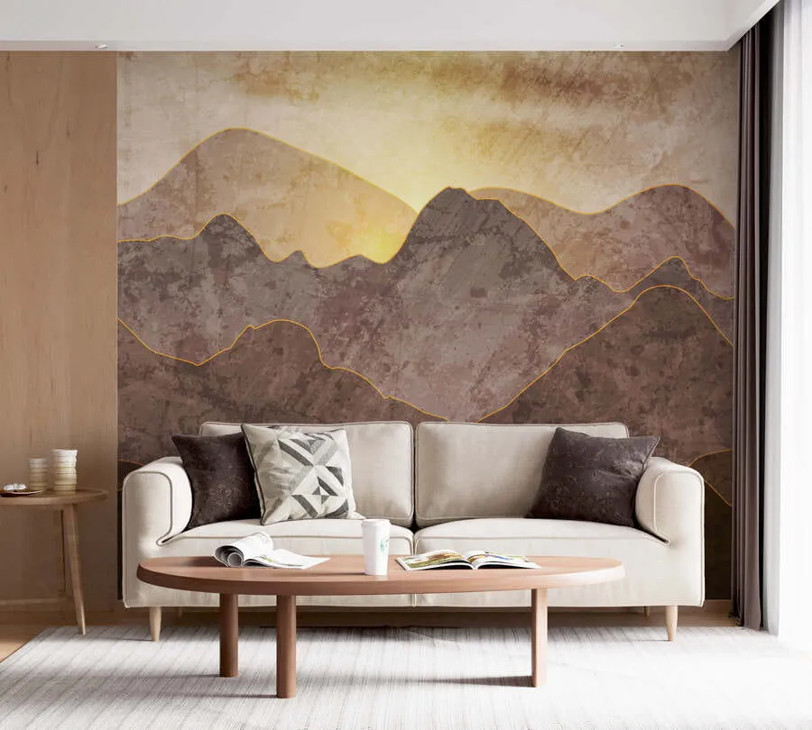 murales de pared Paisaje con picos de montaña u94314