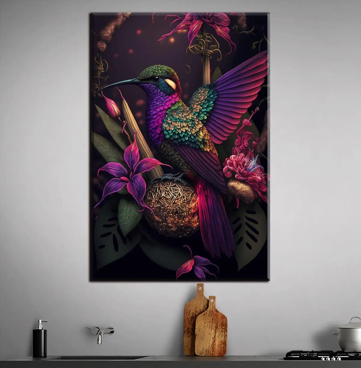 murales de pared Pájaro, morado y claro s33703