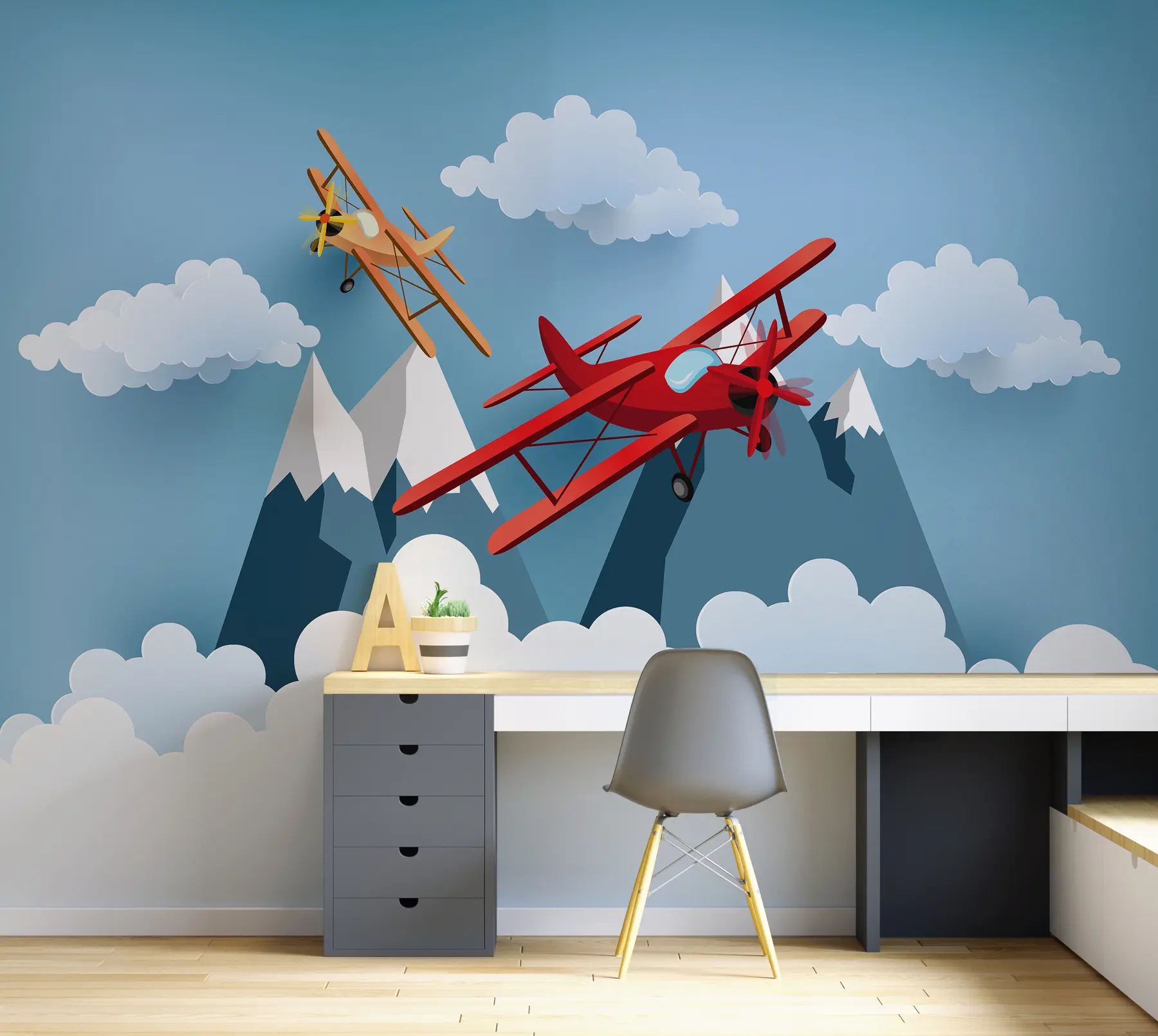 murales de pared Aviones, nubes y montañas. u94843