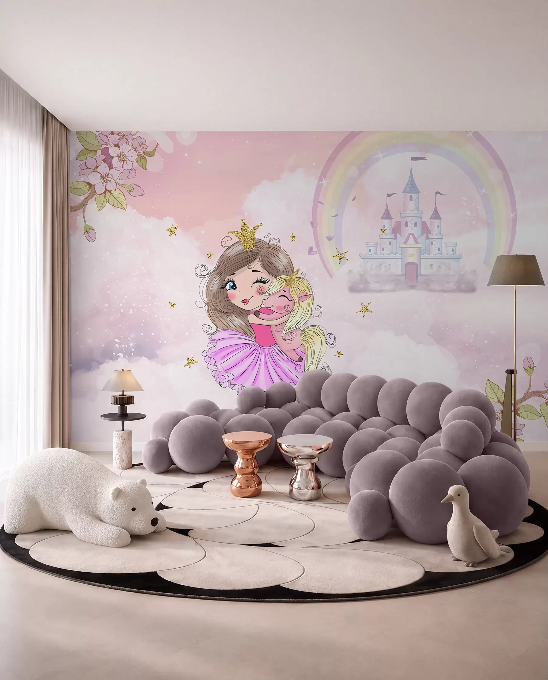 murales de pared La princesa y su unicornio u95401