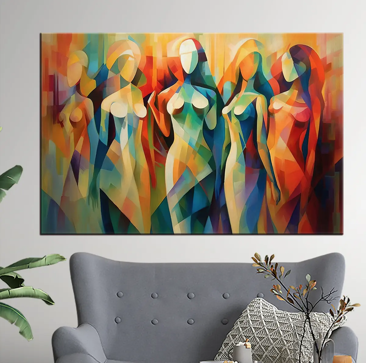 murales de pared Pintura, textil y naranja s33844