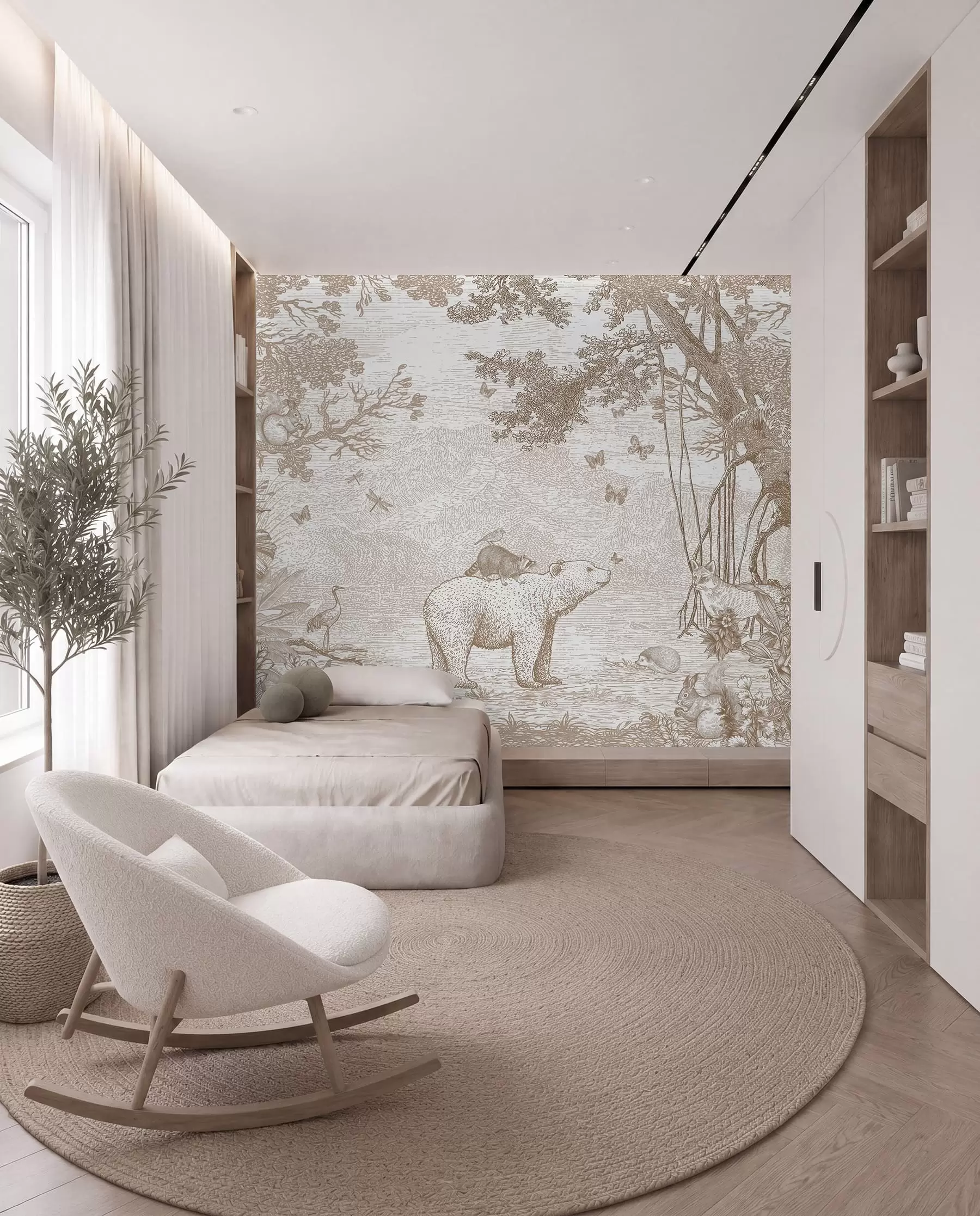 murales de pared Bosque de hadas con animales adorables u95425