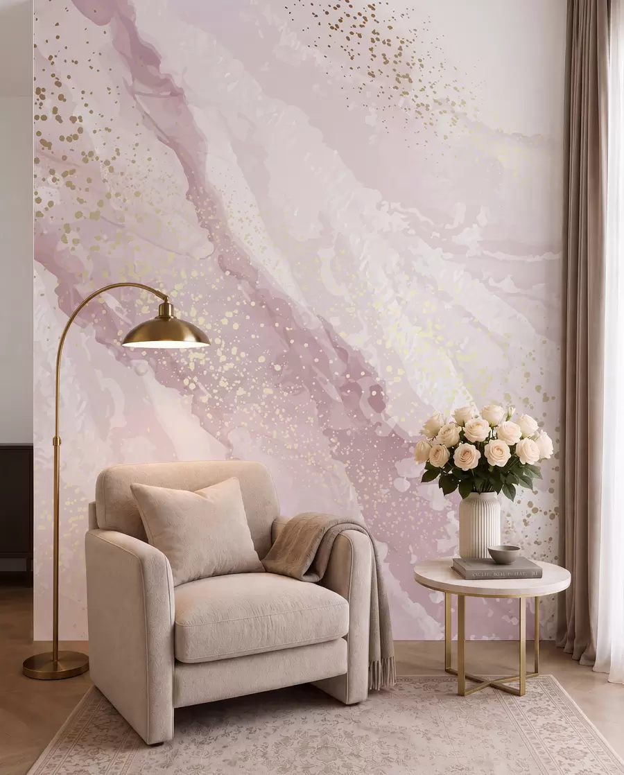 murales de pared Velo de cuarzo rosa u95846