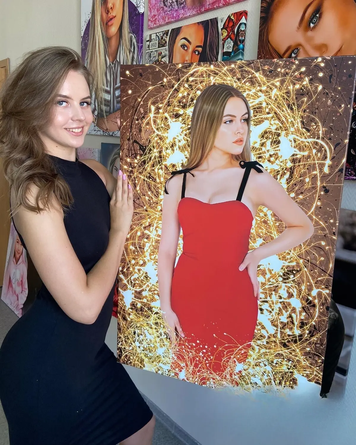 murales de pared Retrato en acuarela para regalo de boda s34666