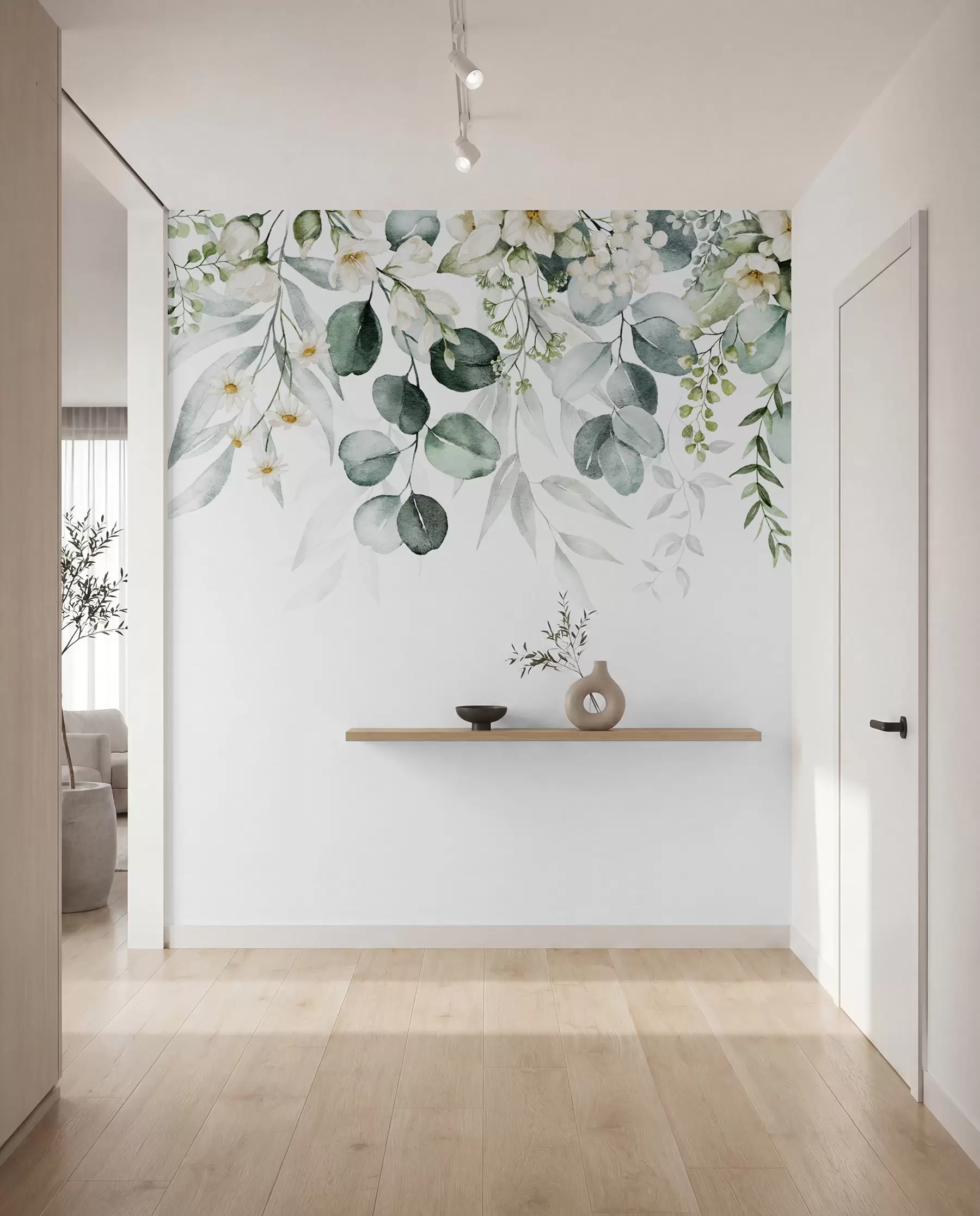 murales de pared Guirnalda de flores blancas u96063