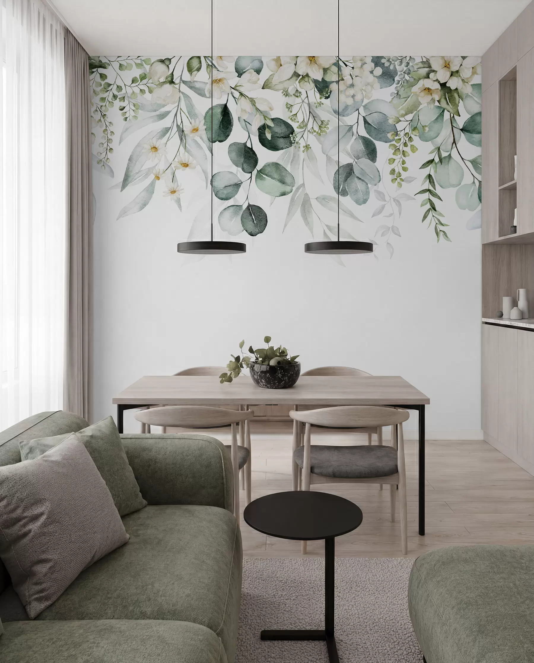 murales de pared Guirnalda de flores blancas u96063
