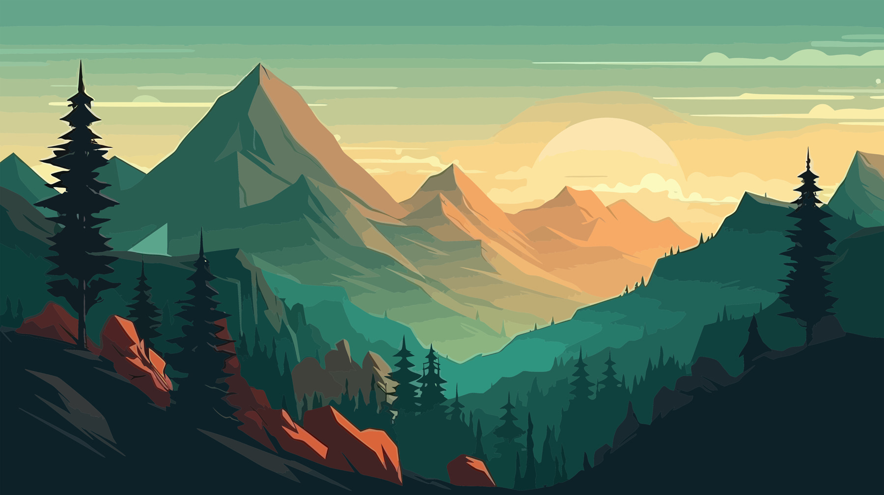 Fotomurales Paisaje de montaña tranquilo № u96028 murales de pared