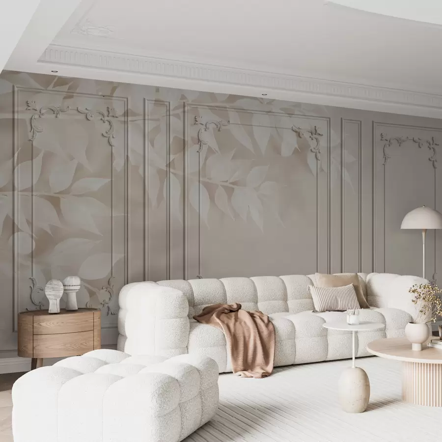 murales de pared Paneles clásicos de boiserie inglesa con hojas. u96165