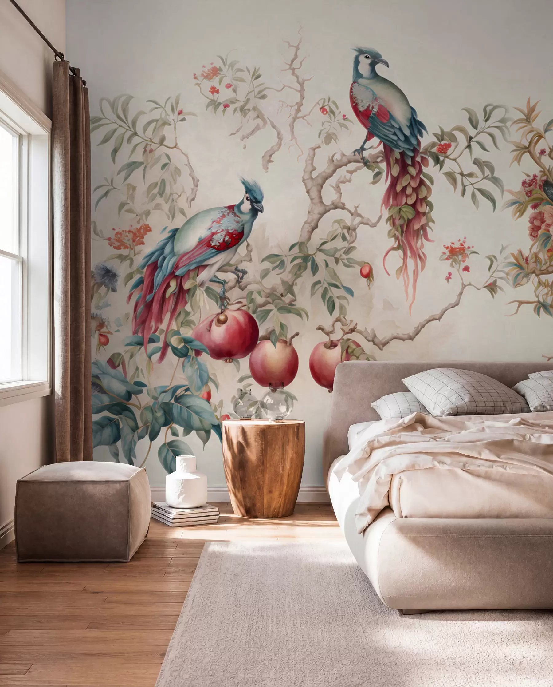 murales de pared Pavos reales y granadas u95667