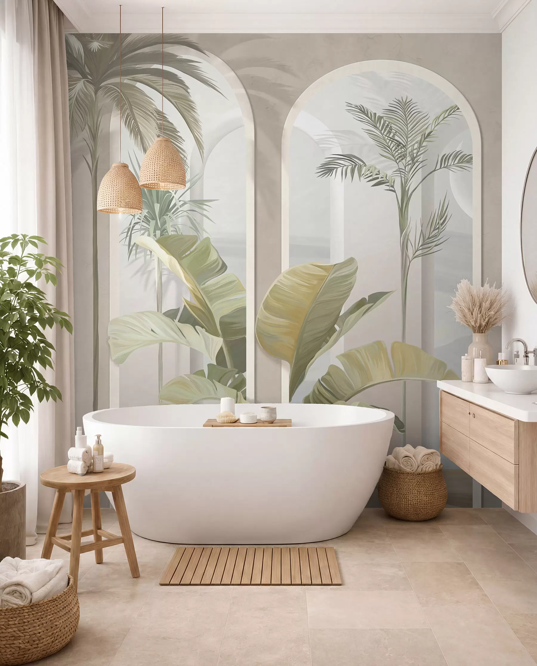murales de pared Palmeras tras los arcos u96402
